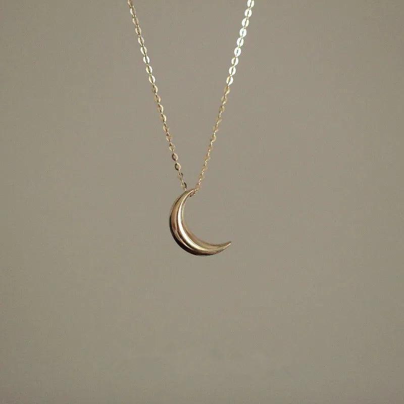 Solid 9K Gold Crescent Moon Pendant Charm 