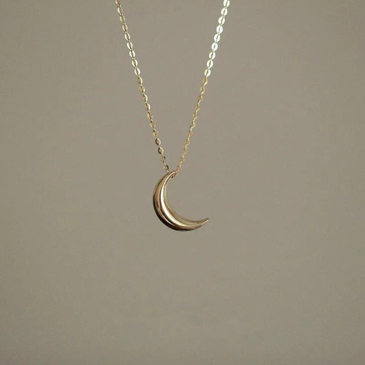 Solid 9K Gold Crescent Moon Pendant Charm 