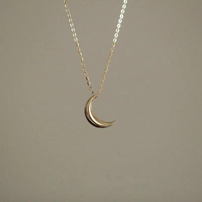 Solid 9K Gold Crescent Moon Pendant Charm 