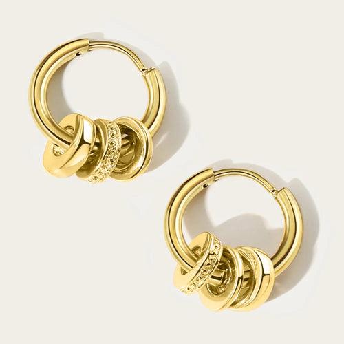 18k Gold Plated Stainless Steel Hoop Earrings With Charms