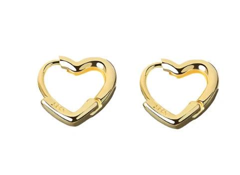 18 Karat Gold Plated Love Heart Hoop Earrings