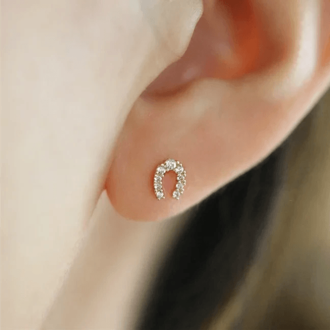 Solid 9K Gold Horseshoe Earrings