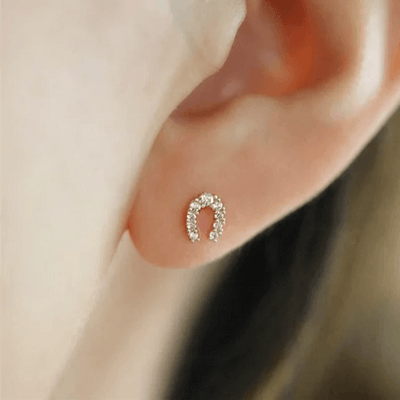 Solid 9K Gold Horseshoe Earrings