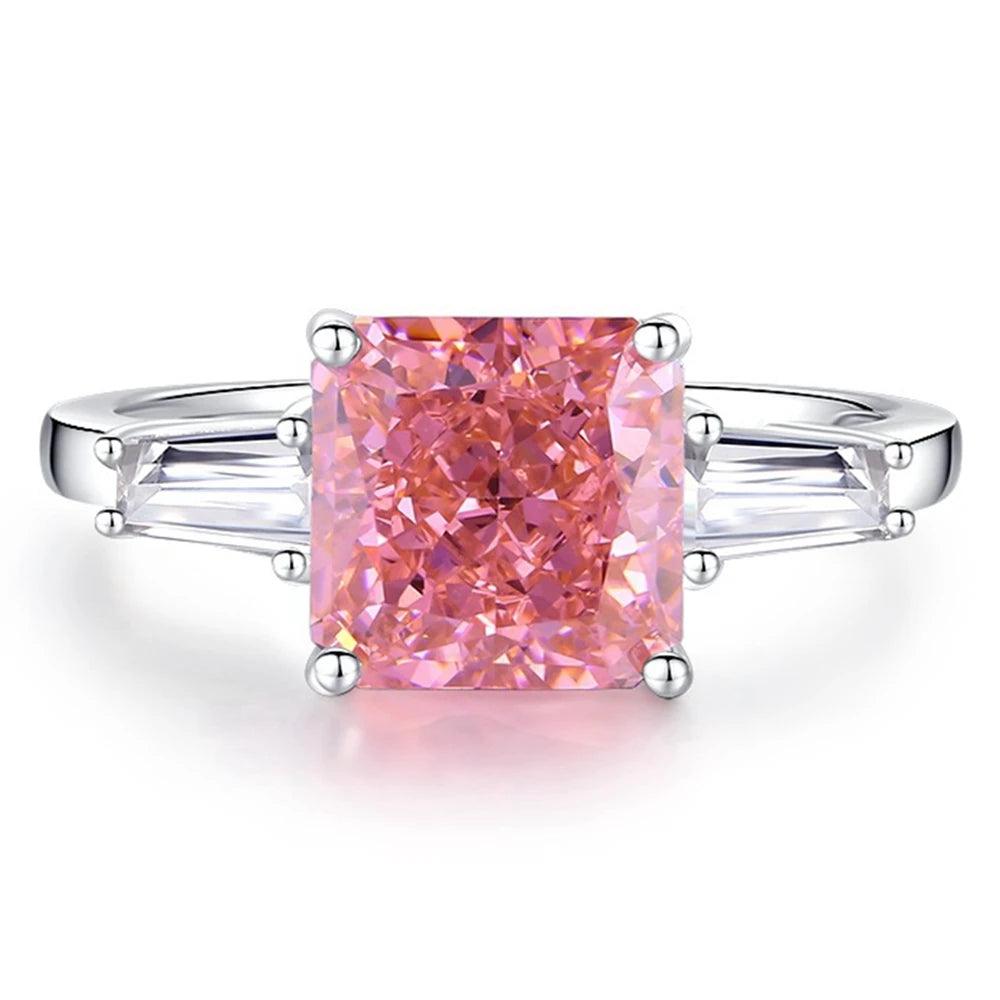 Sterling Silver High Carbon Diamond Ring- Crushed Ice Cut (Pink, Yellow, Greeen Blue Options)