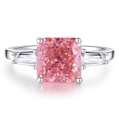 Sterling Silver High Carbon Diamond Ring- Crushed Ice Cut (Pink, Yellow, Greeen Blue Options)