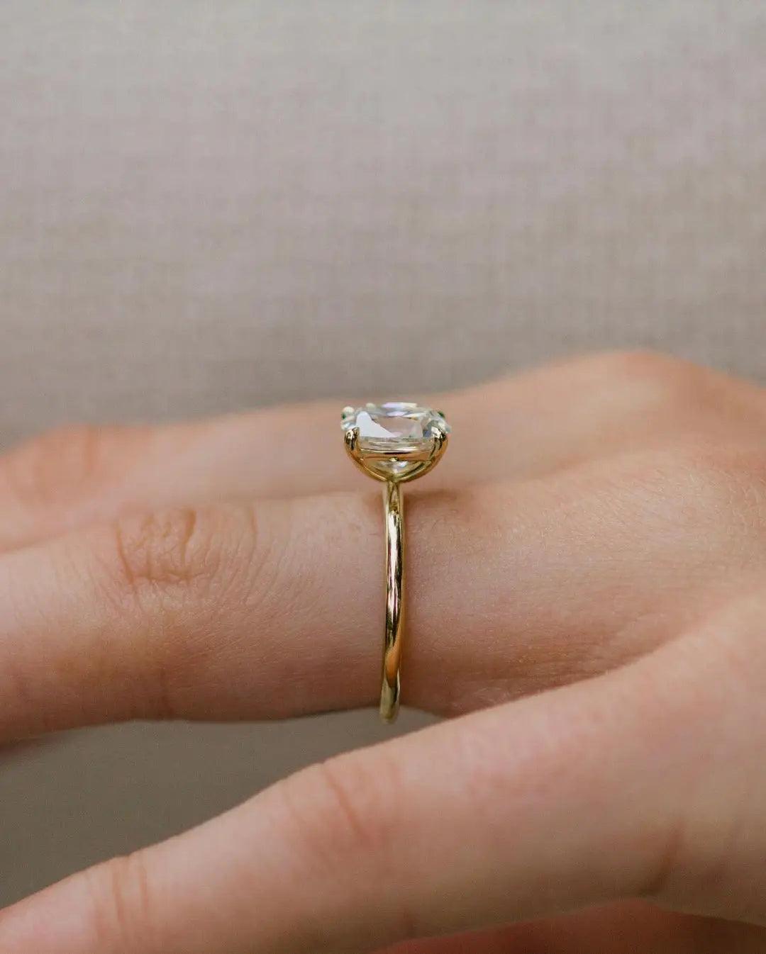 Solid 18k Gold Ring With Moissanite Solitaire- Available In White Or Yellow Gold