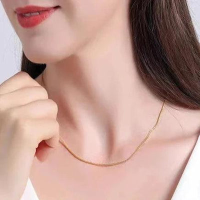 Solid 18K Gold Chopin Chain Necklace - Available In Yellow, White And Rose Gold Options