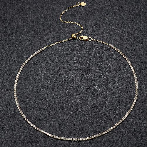 Silver Plated 18k Gold Tennis Necklace