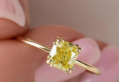 Vibrant Yellow 1 Carat Moissanite Diamond Ring- White Or yellow 9k, 14k or 18k Gold