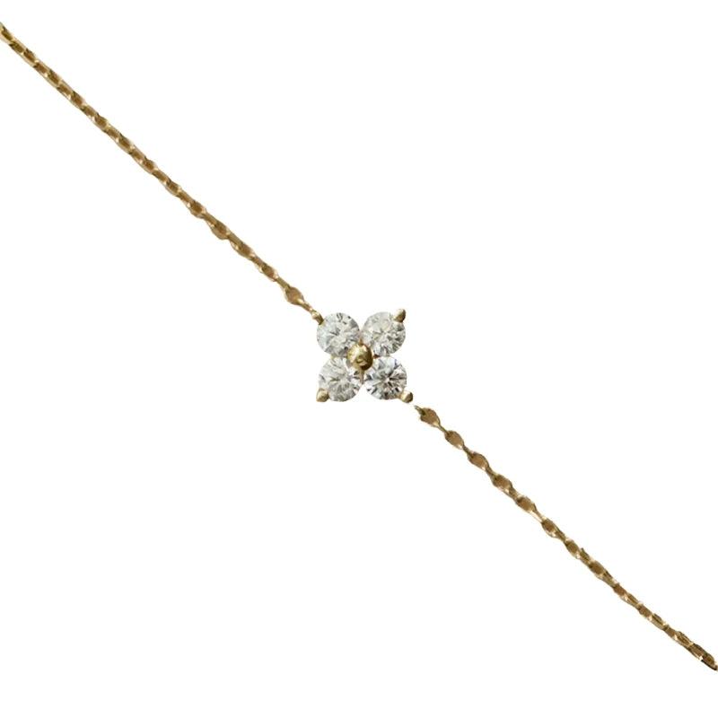 Gold Plated Mini Zircon Flower Pendant Bracelet