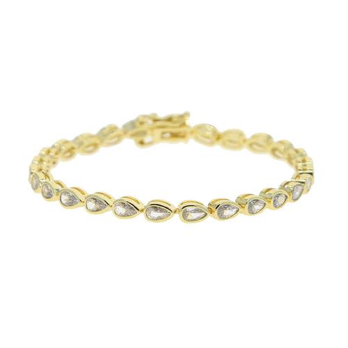 Various shaped, geometric bezel, Cubic Zirconia tennis chain bracelet