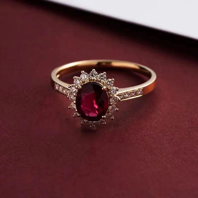 Vintage Inspired 18k Gold Plated Ruby Ring