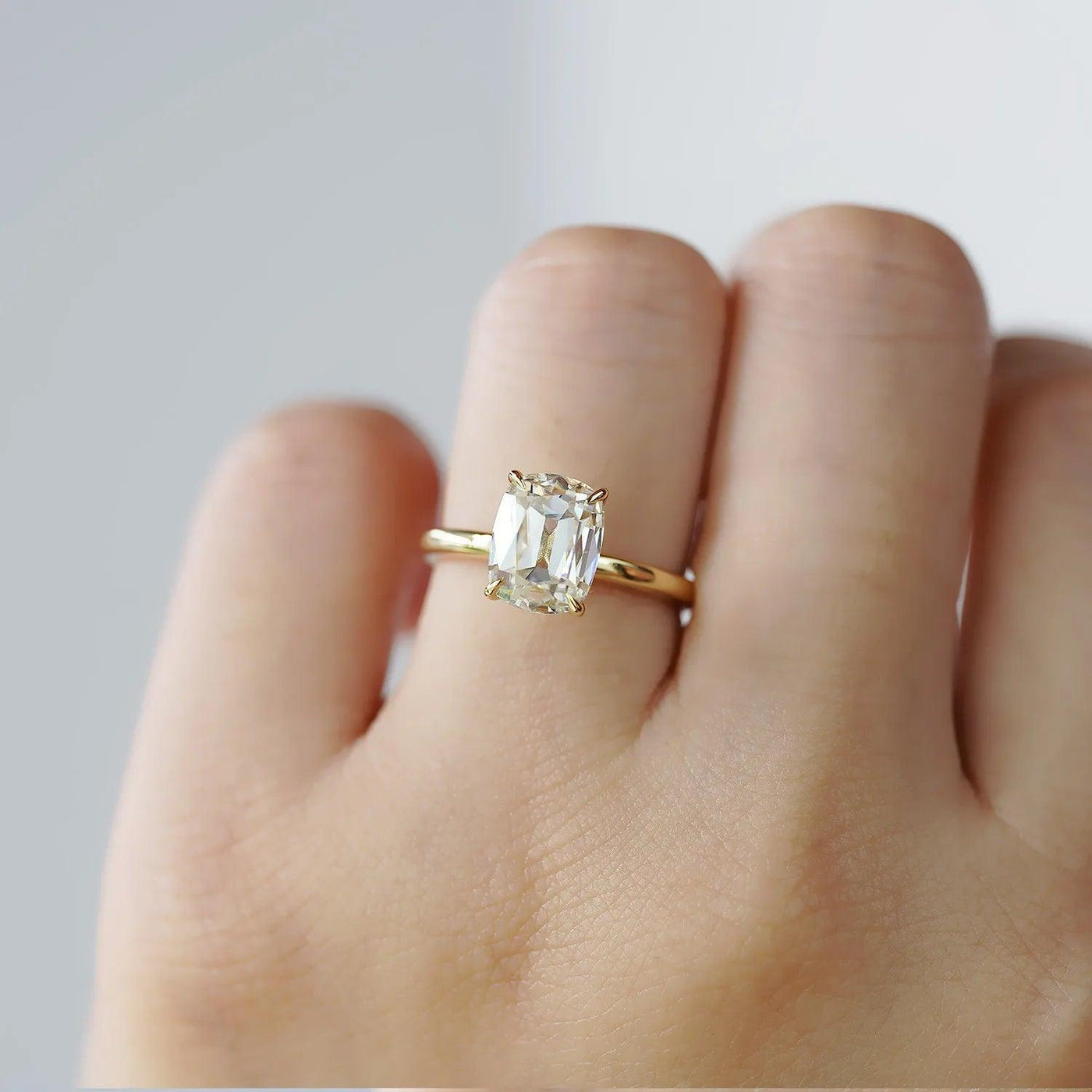 Solid 18k Gold Ring With Moissanite Solitaire- Available In White Or Yellow Gold