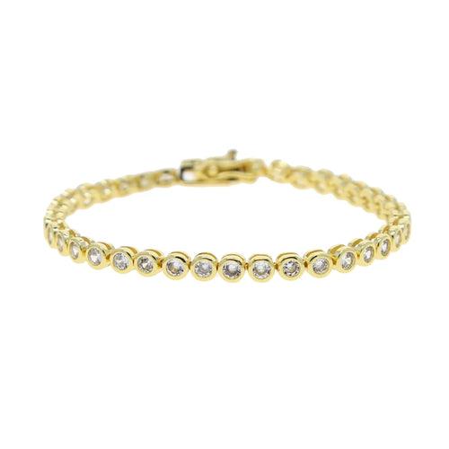 Various shaped, geometric bezel, Cubic Zirconia tennis chain bracelet