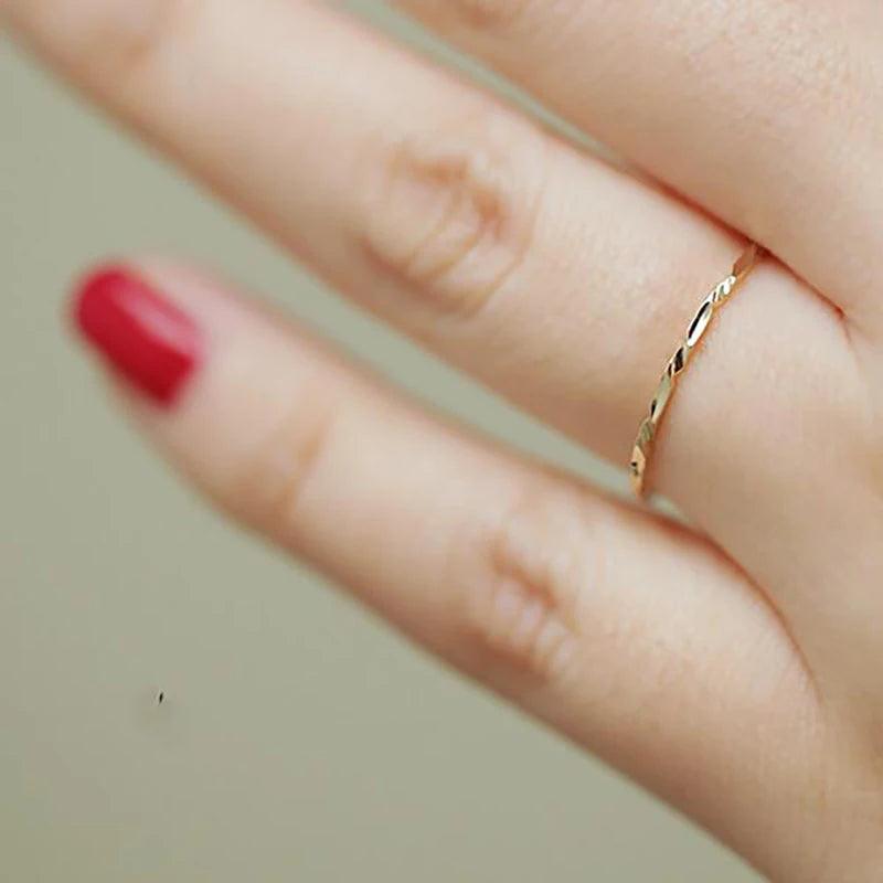 Dainty 14K Solid Gold Stacking Ring