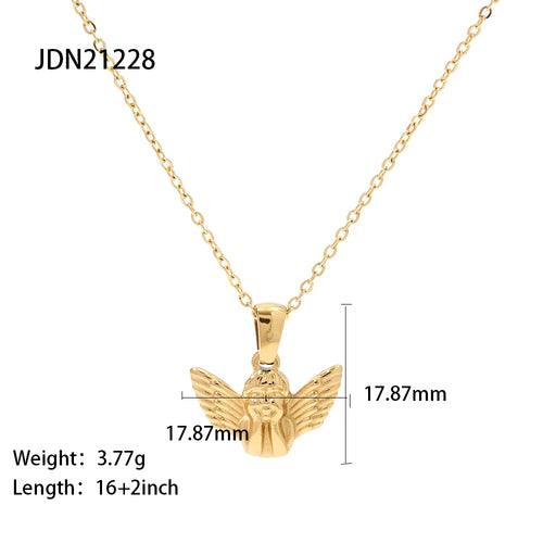 18k Gold Plated Angel Pendant Necklace And Ring