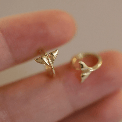 Solid 9K Gold Mermaid Tail Earrings 