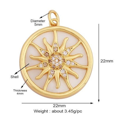 18 Karat Gold Plated Celestial Charm Pendants