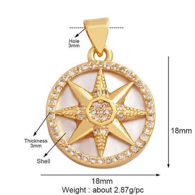 18 Karat Gold Plated Celestial Charm Pendants