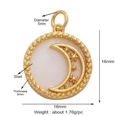 18 Karat Gold Plated Celestial Charm Pendants