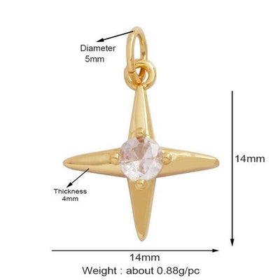 18 Karat Gold Plated Celestial Charm Pendants