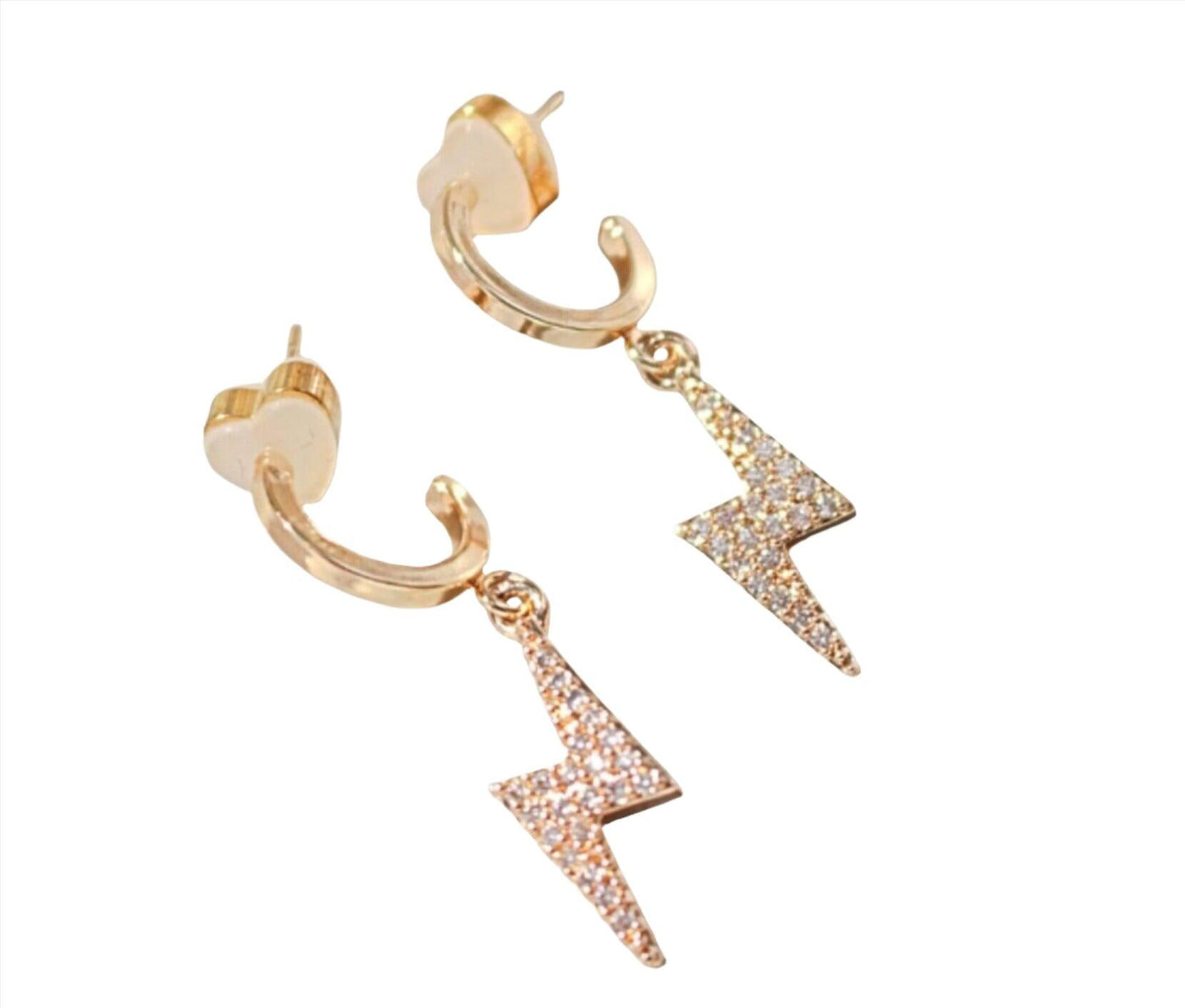 24 Karat Gold Plated CZ Lighting Bolt Earrings