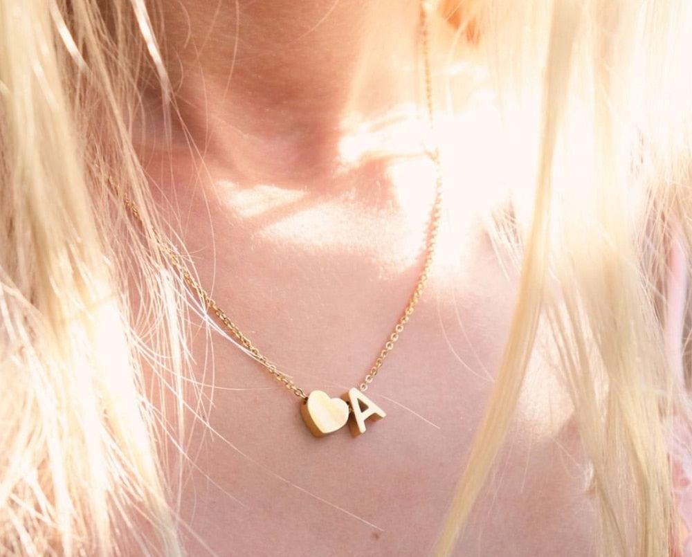 Dainty Initial Heart Necklace