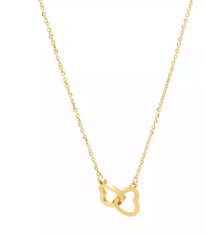 18k Gold Plated Double Heart Necklace 