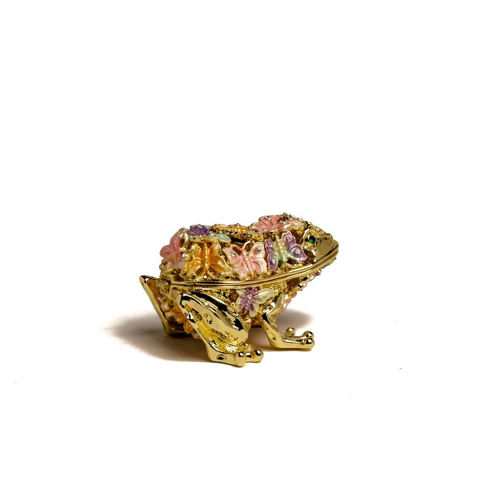 Golden Frog Decorated with Butterflies - Handmade