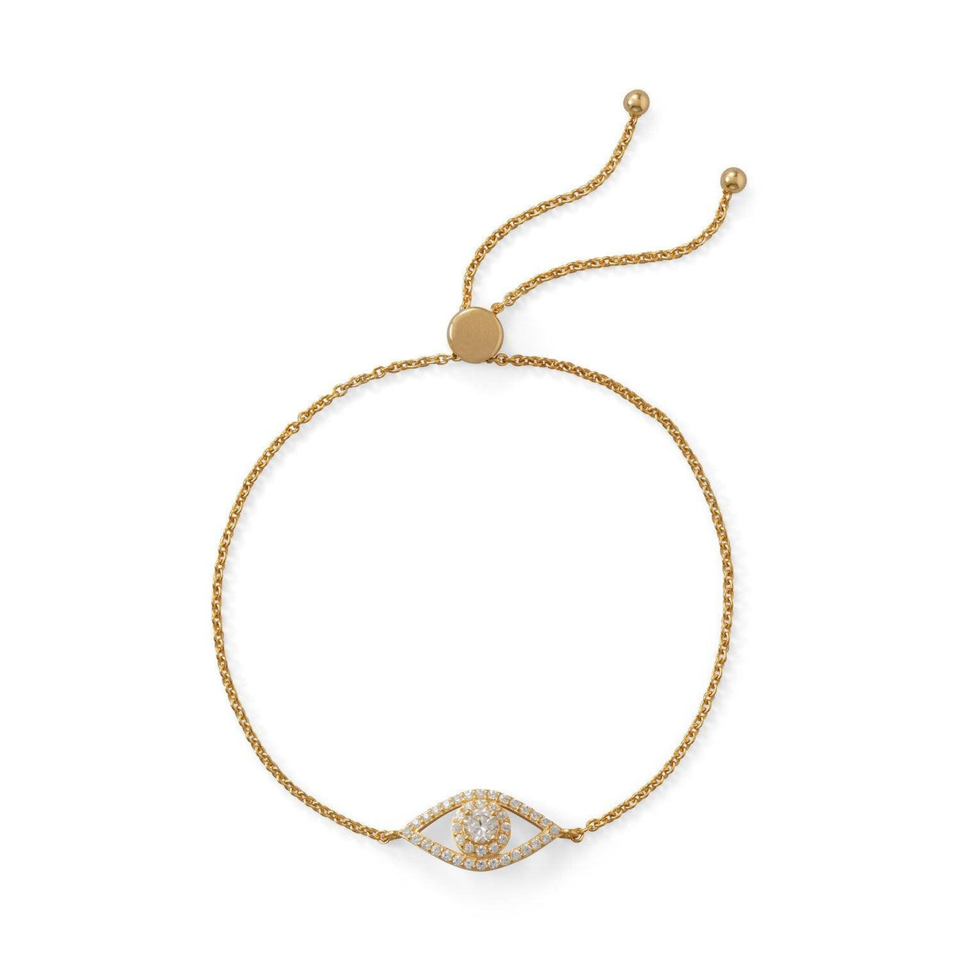 Evil Eye Friendship Bolo Bracelet - Karat Gold Plated CZ 