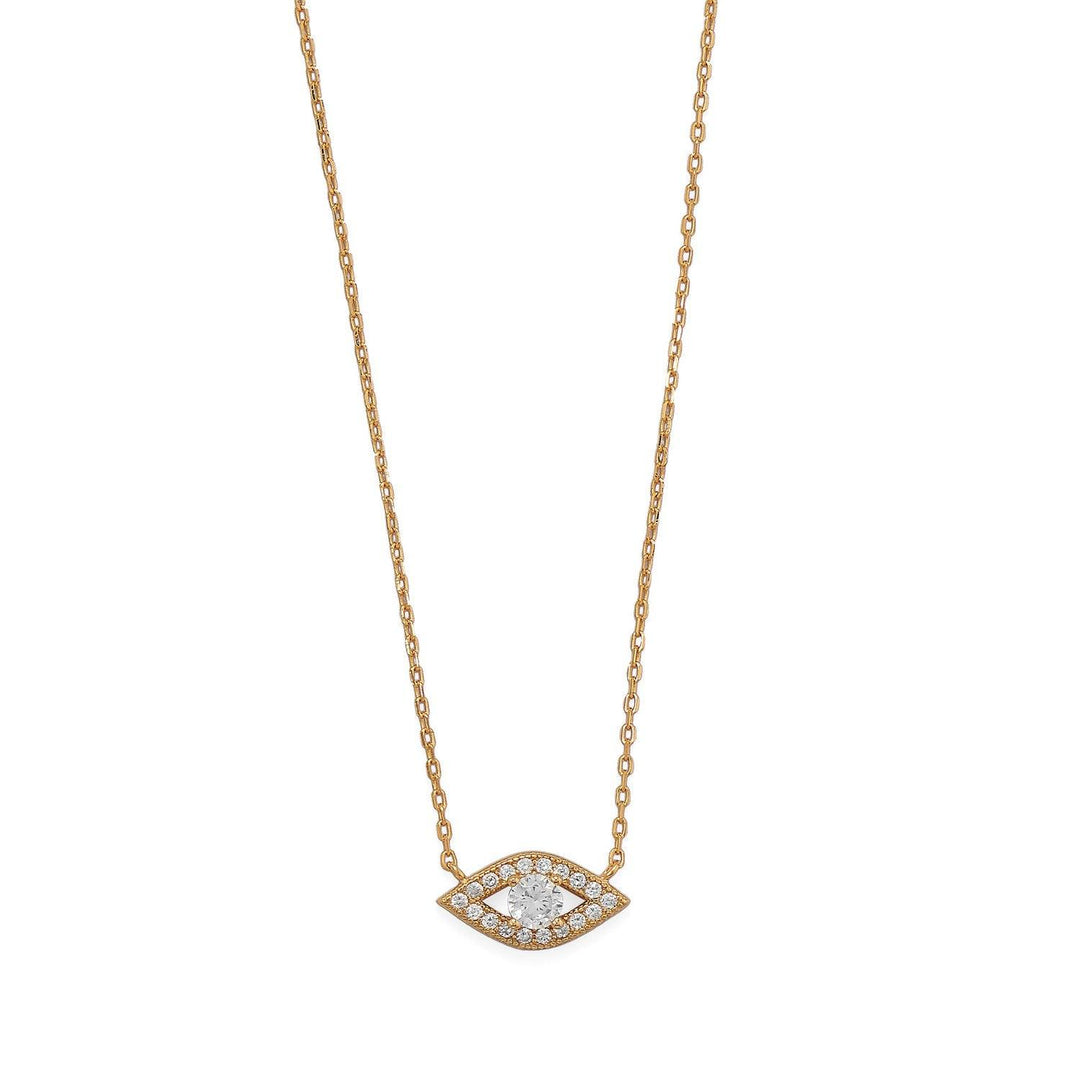 14 Karat Gold Plated CZ - Evil Eye Necklace