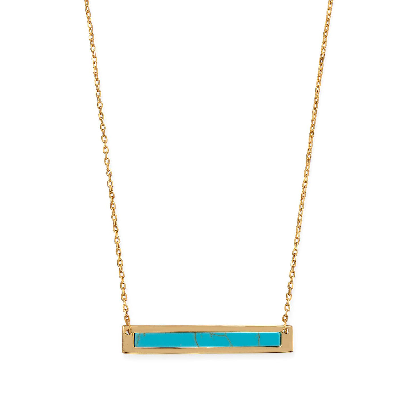 14 Karat Gold Plated Turquoise Bar Necklace