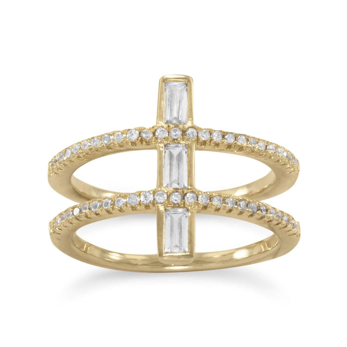 Double Cross Ring - Karat Gold Plated CZ 