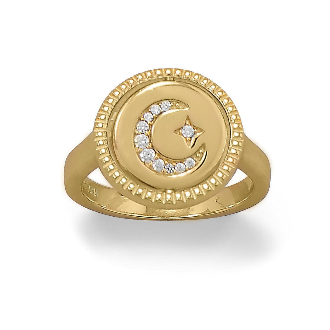 Playful Reversible CZ Star and Moon Ring - Roses & Chains | Fashionable Clothing, Shoes, Accessories, & More