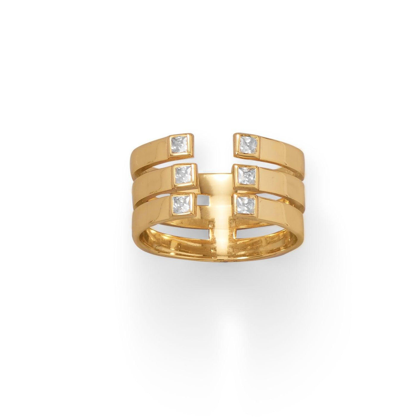 3 Row Wrap Ring -14 Karat Gold Plated