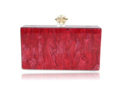 Bee Red Pearl Acrylic Box Clutch - Roses & Chains | Fashionable Clothing, Shoes, Accessories, & More