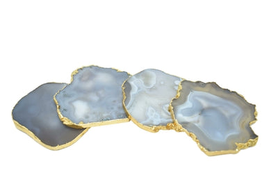 Beautiful, Gnarled Agate Coasters with Gold Trim, Multiple Color Options (Set of 4)