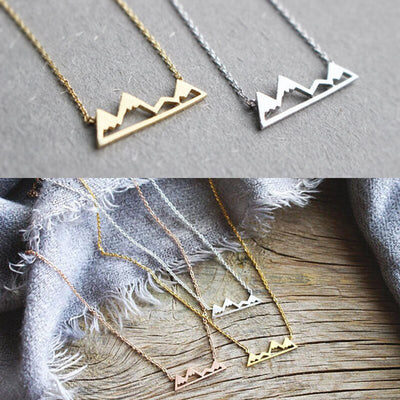 Dainty Snowy Mountain Necklace Pendant - Stainless Steel With 3 Color Options
