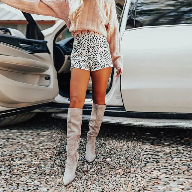 Women's Fashion Faux Suede, Knee High Boots - Roses & Chains | Fashionable Clothing, Shoes, Accessories, & More