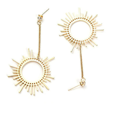 Gold Sun Dangle Earrings - Roses & Chains | Fashionable Clothing, Shoes, Accessories, & More