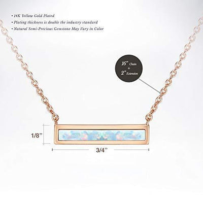 Opal Created Bar Necklace 18" - 18K Rose Gold Plated