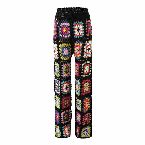 Boho Crochet Knitted Wild Leg Pants Flare Boho Pants