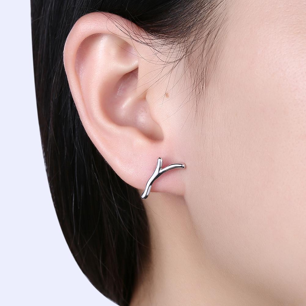 Tree Branch Stud Earring in 18K White Gold Plated - Roses & Chains | Fashionable Clothing, Shoes, Accessories, & More