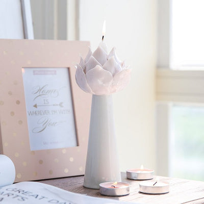  Handmade Ceramic Candlestick Holder - Pink Lotus