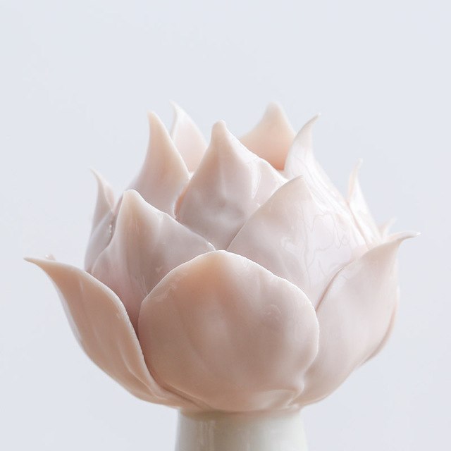  Handmade Ceramic Candlestick Holder - Pink Lotus