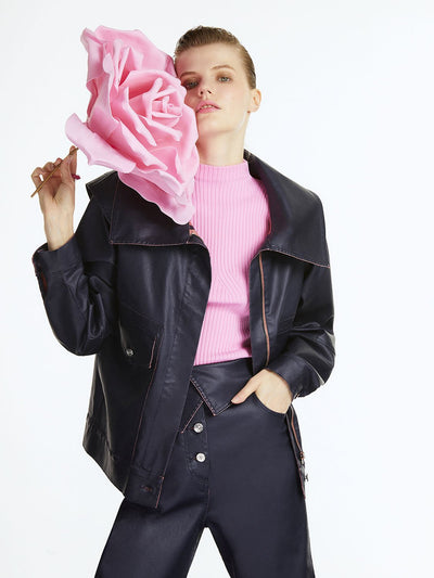Wide Collar Coated Jacket - Roses & Chains | Fashionable Clothing, Shoes, Accessories, & More