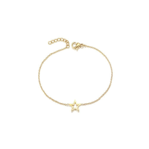 Classic Star Charm Bracelet - 14k Gold PVD Plated - Roses & Chains | Fashionable Clothing, Shoes, Accessories, & More