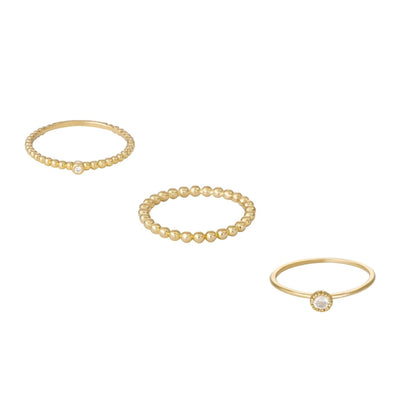 Understated 18k Gold Plated Stacking Ring Set of 3 - Roses & Chains | Fashionable Clothing, Shoes, Accessories, & More