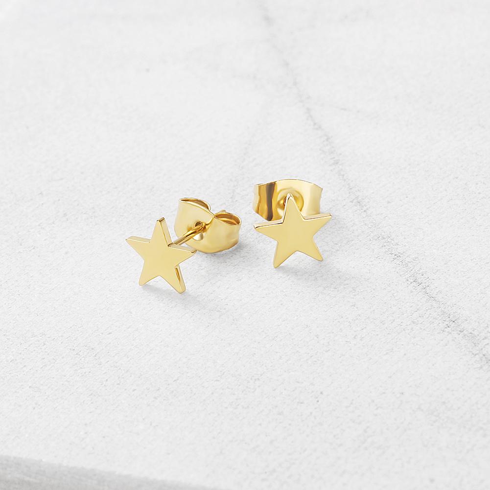 Star Stud Post Earrings in PVD Plated 14k Gold or Rose Gold - Roses & Chains | Fashionable Clothing, Shoes, Accessories, & More