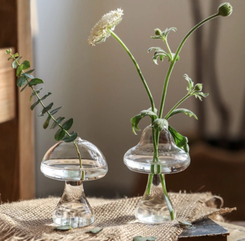 Mushroom Hydroponic Glass Vase - Hand-blown